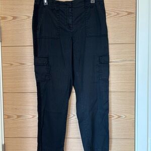 Chico’s Black Cargo Pants Linen/Cotton Blend Size 0.5